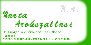 marta arokszallasi business card